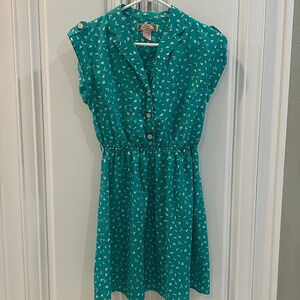Flying Tomato Flying Green White Short Sleeve Retro Dress  size small